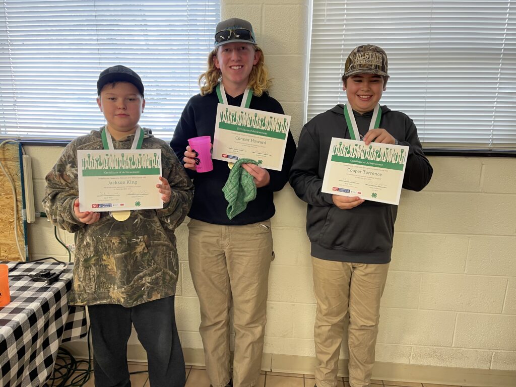 Our winning 4-Hers: Jackson King, Connor Howard, and Cooper Torrence