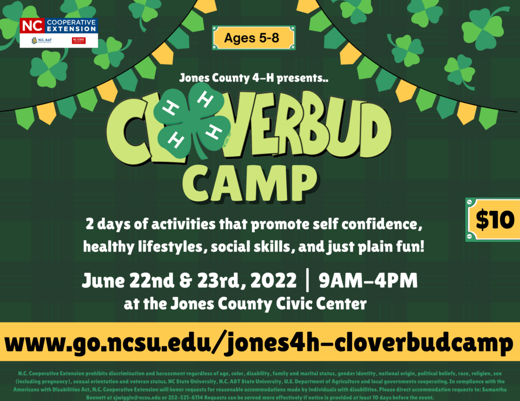 2 days of activities that promote self confidence, health lifestyles, social skills, and just plain fun! $10 per youth. June 22nd and 23rd, 2022 from 9 a.m.-4 p.m. at the jones county civic center.