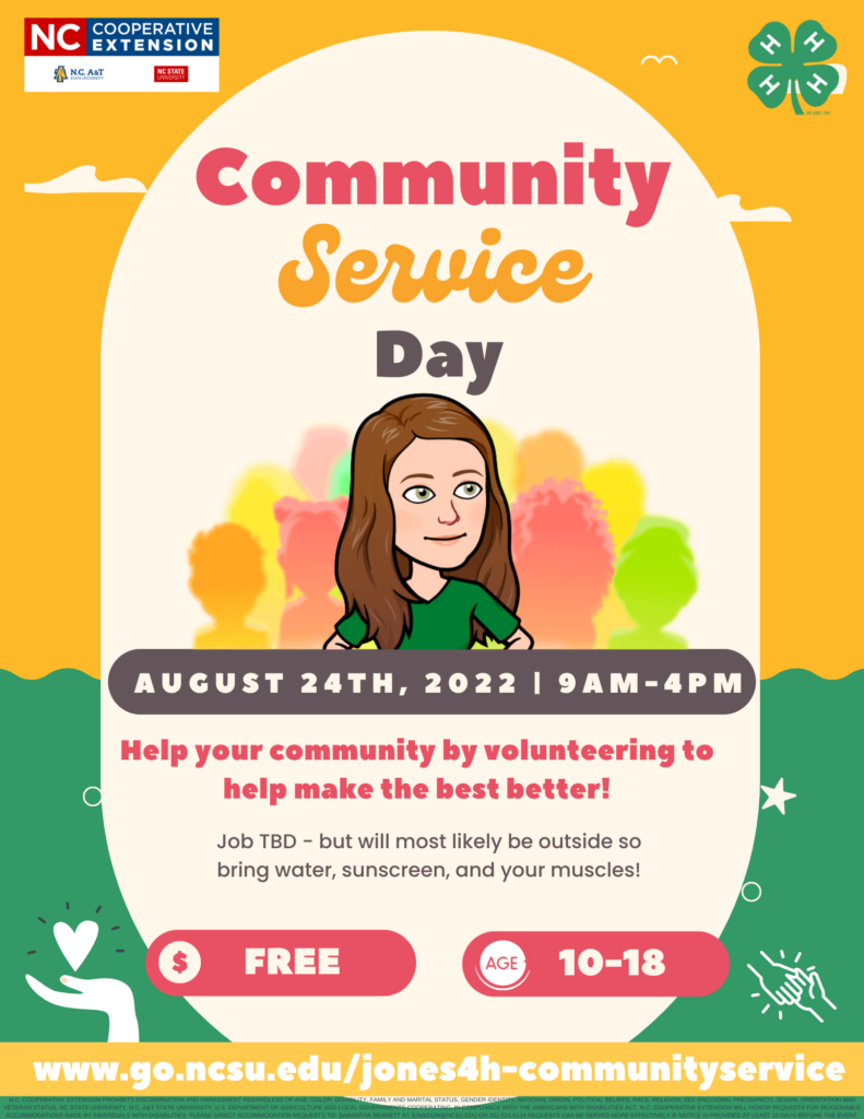 Help your community by volunteering to help make the best better! Job TBD - but will most likely be outside so bring water, sunscreen, and your muscles!