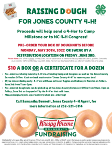 Help us raise some dough for Jones County 4-Hers.. $10 a box or certificate for a dozen. Order by 5/31